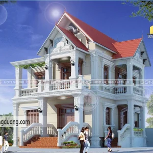 Thiết kế biệt thự mini 2 tầng phong cách tân cổ điển – BT1617