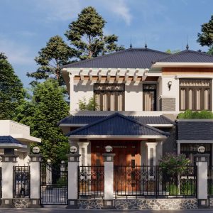 Mẫu nhà 2 tầng mái Nhật hiện đại sang trọng nổi bật