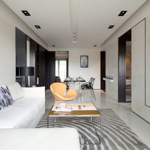 Thiết kế căn hộ phong cách hiện đại tông trắng đen